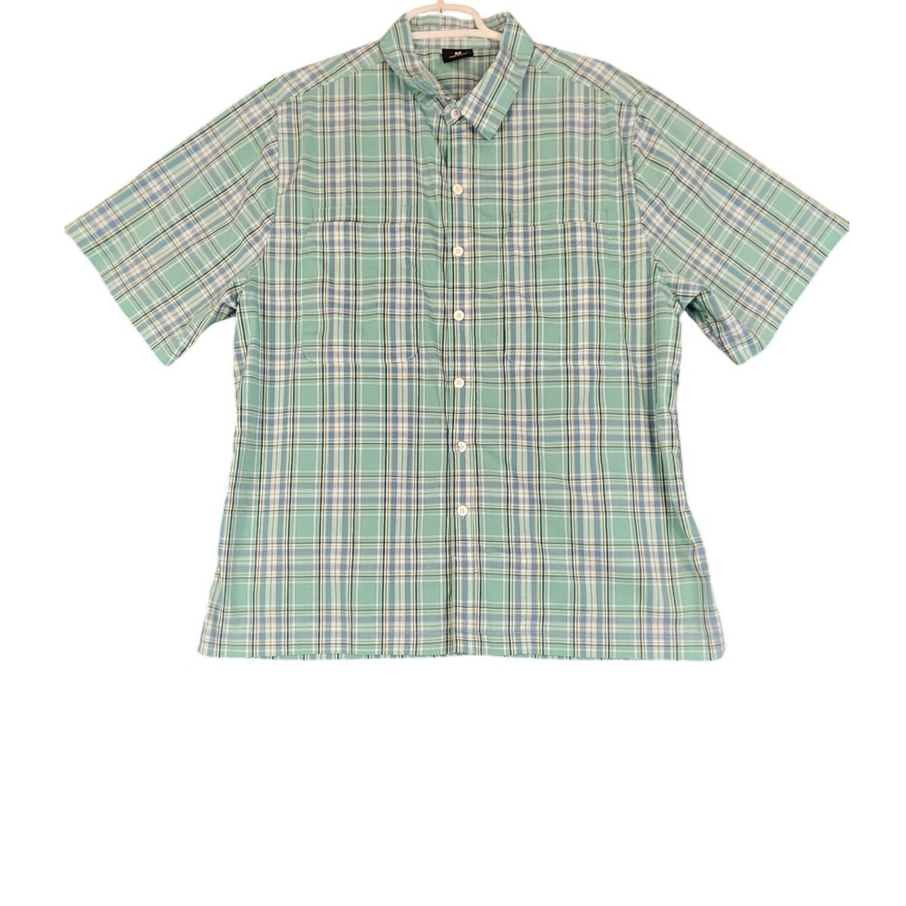 SCOTTeVEST Mens Plaid Short‎ Sleeve Button Up Shirt, Hidden Pockets, Medium